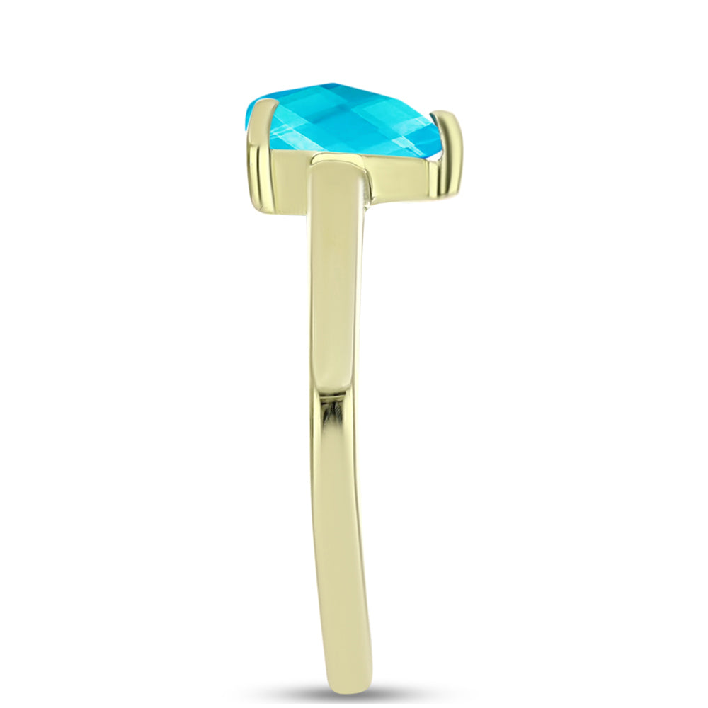 Inel din Argint 925 Placat cu Aur ( 1.8 grame ) cu Jad albastru 1.49 Carate 4 
