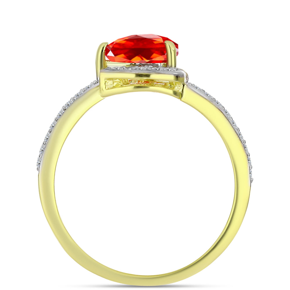 Inel din Argint 925 Placat cu Aur ( 2.55 grame ) cu Opal de Foc Lega Dembi și Topaz Alb 0.98 Carate 2 
