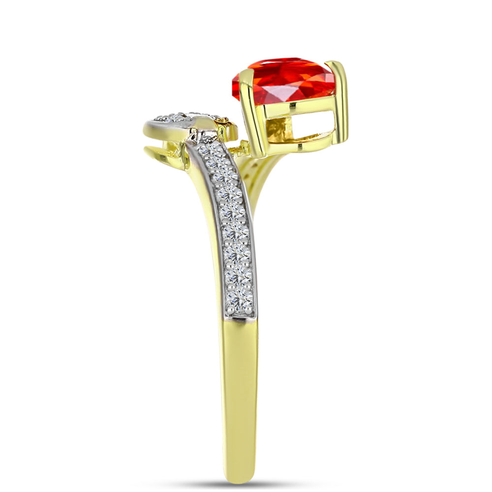 Inel din Argint 925 Placat cu Aur ( 2.55 grame ) cu Opal de Foc Lega Dembi și Topaz Alb 0.98 Carate 4 