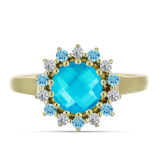 Inel din Argint 925 Placat cu Aur ( 3.25 grame ) cu Jad albastru 2.16 Carate