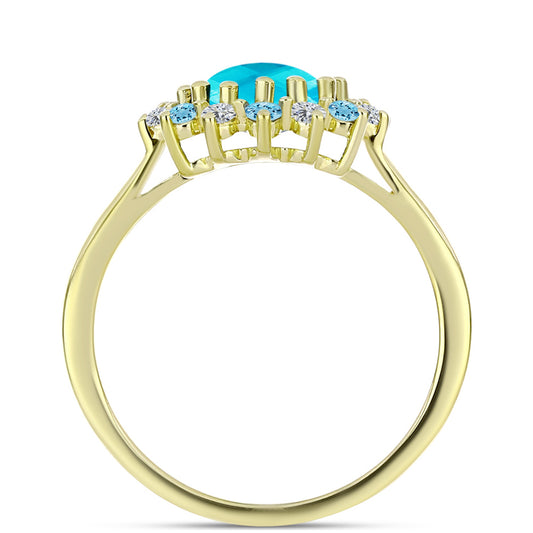 Inel din Argint 925 Placat cu Aur ( 3.25 grame ) cu Jad albastru 2.16 Carate