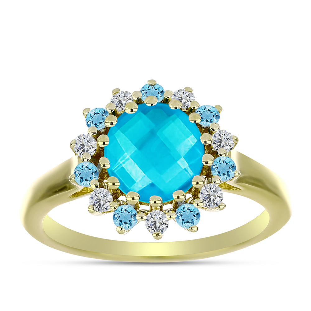 Inel din Argint 925 Placat cu Aur ( 3.25 grame ) cu Jad albastru 2.16 Carate