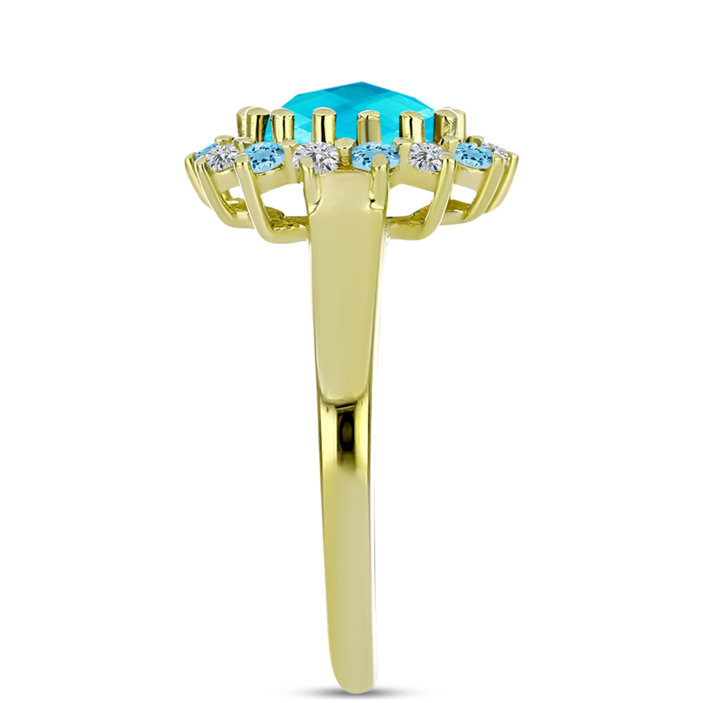 Inel din Argint 925 Placat cu Aur ( 3.25 grame ) cu Jad albastru 2.16 Carate 4 