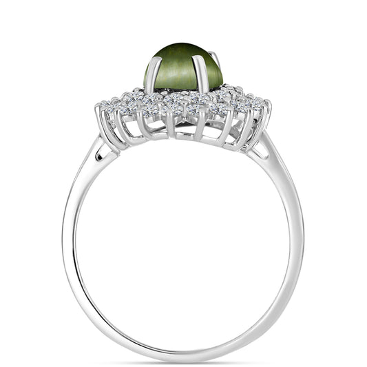 Inel din Argint 925 ( 3.01 grame ) cu Ochi de Pisică Antananarivo și Topaz Alb 3.2 Carate