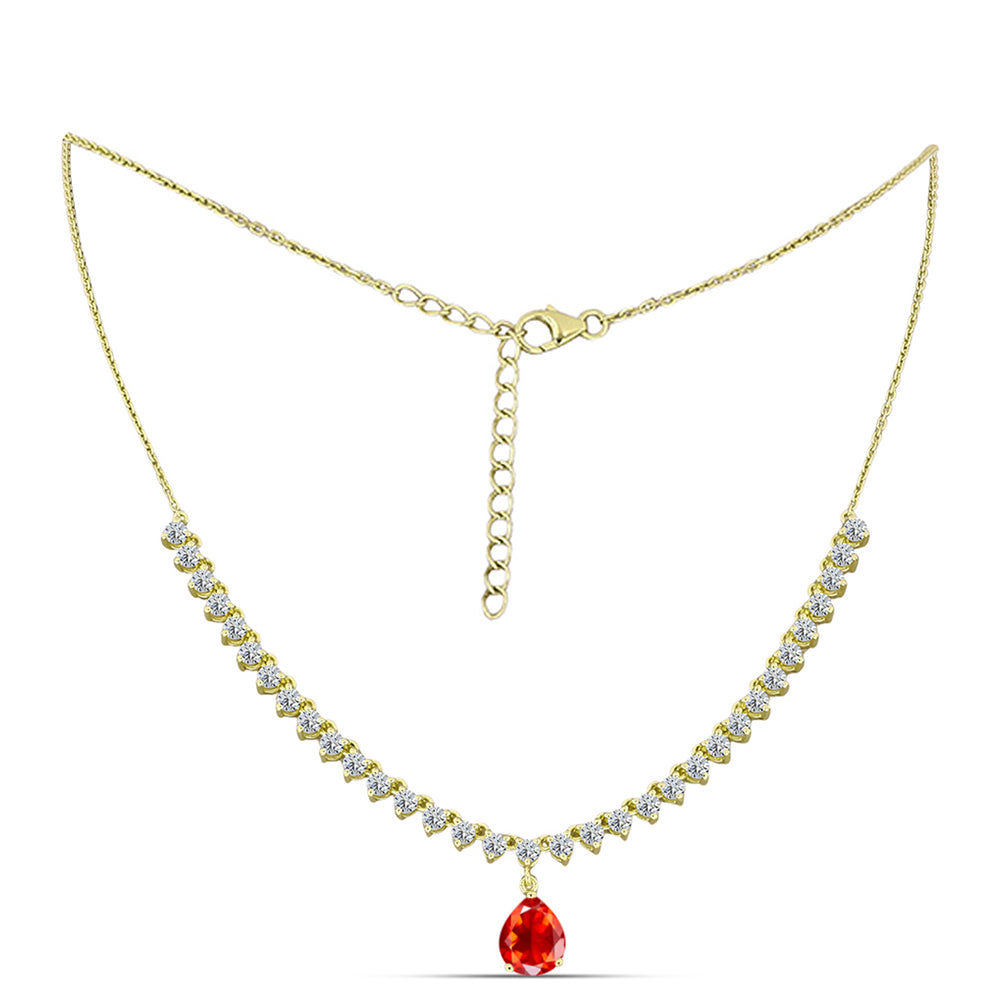 Colier din Argint 925 Placat cu Aur ( 8.02 grame ) cu Opal de Foc Lega Dembi și Topaz Alb 5.68 Carate 1 