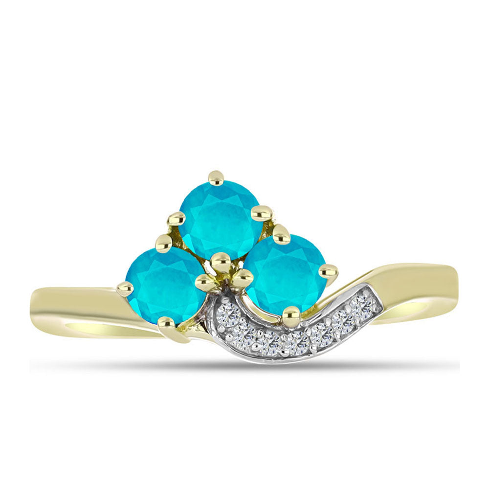 Inel din Argint 925 Placat cu Aur ( 2.24 grame ) cu Jad albastru și Topaz Alb 0.77 Carate