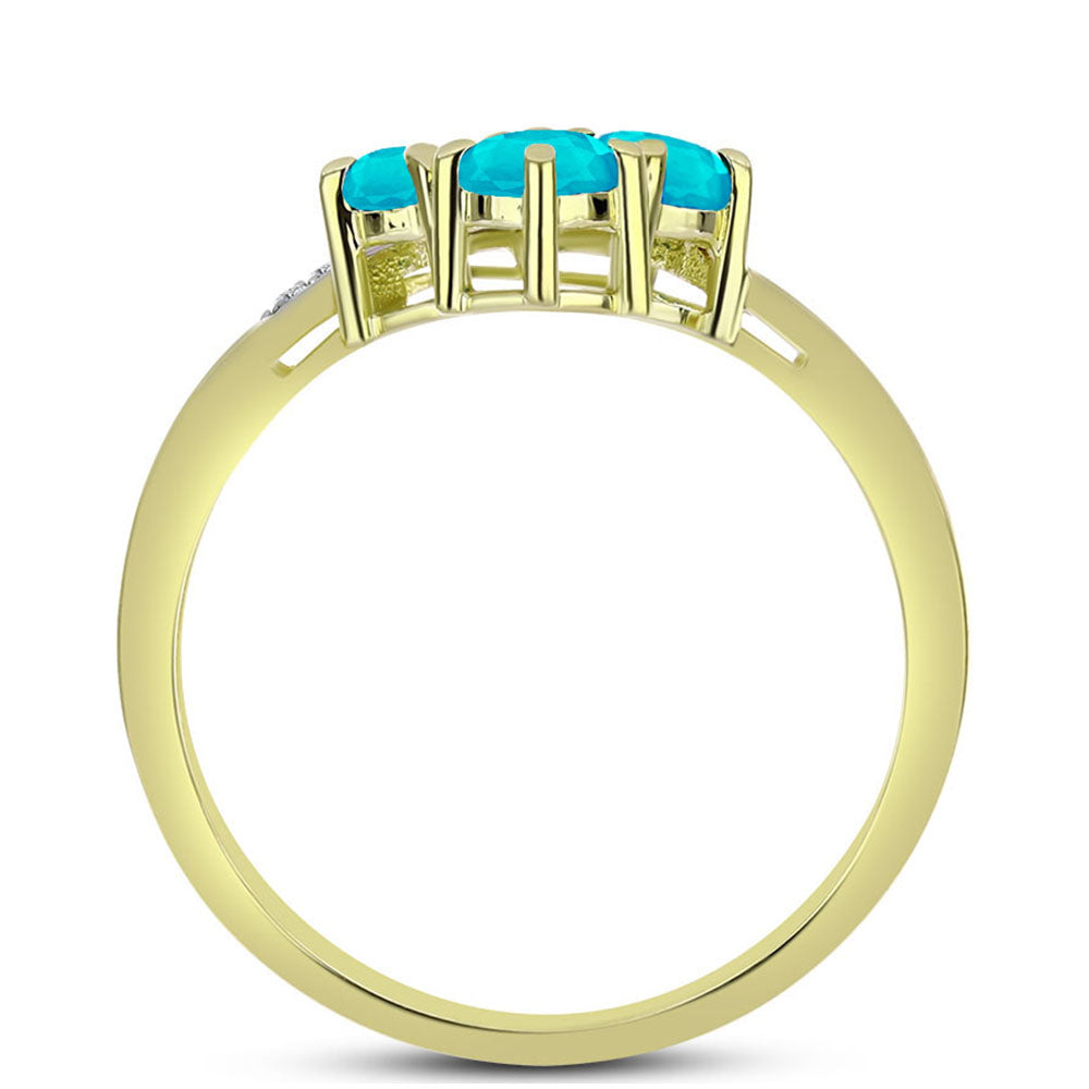 Inel din Argint 925 Placat cu Aur ( 2.24 grame ) cu Jad albastru și Topaz Alb 0.77 Carate