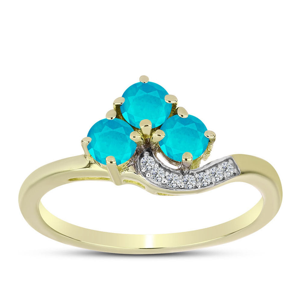 Inel din Argint 925 Placat cu Aur ( 2.24 grame ) cu Jad albastru și Topaz Alb 0.77 Carate