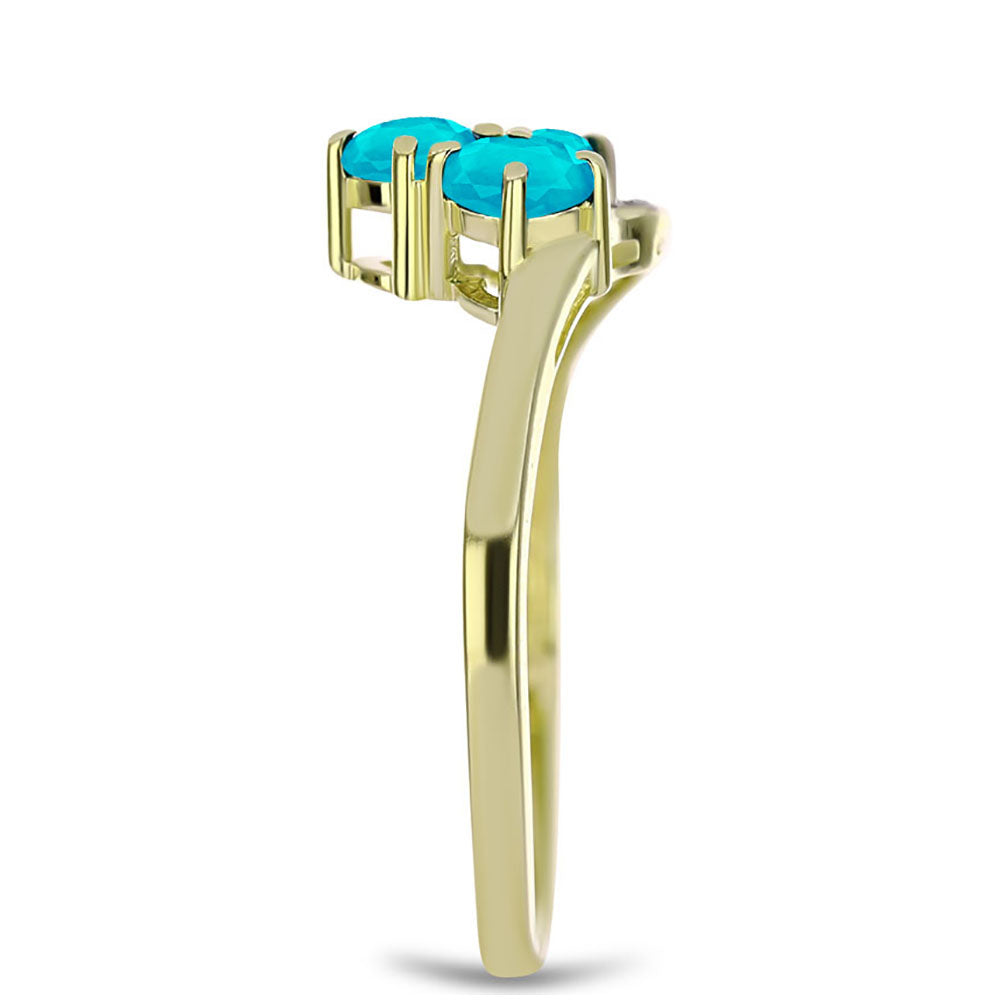 Inel din Argint 925 Placat cu Aur ( 2.24 grame ) cu Jad albastru și Topaz Alb 0.77 Carate 4 