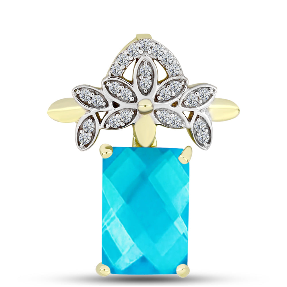 Pandantiv din Argint 925 Placat cu Aur ( 1.88 grame ) cu Jad albastru și Topaz Alb 3.39 Carate 1 