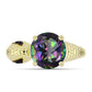 Inel din Argint 925 Placat cu Aur ( 4.13 grame ) cu Cuarț Hematit Verde Mistic și Spinel Negru 3.52 Carate