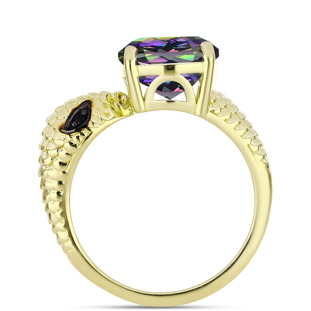 Inel din Argint 925 Placat cu Aur ( 4.13 grame ) cu Cuarț Hematit Verde Mistic și Spinel Negru 3.52 Carate 3 