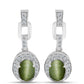 Cercei din Argint 925 ( 3.98 grame ) cu Ochi de Pisică Antananarivo și Topaz Alb 2.27 Carate