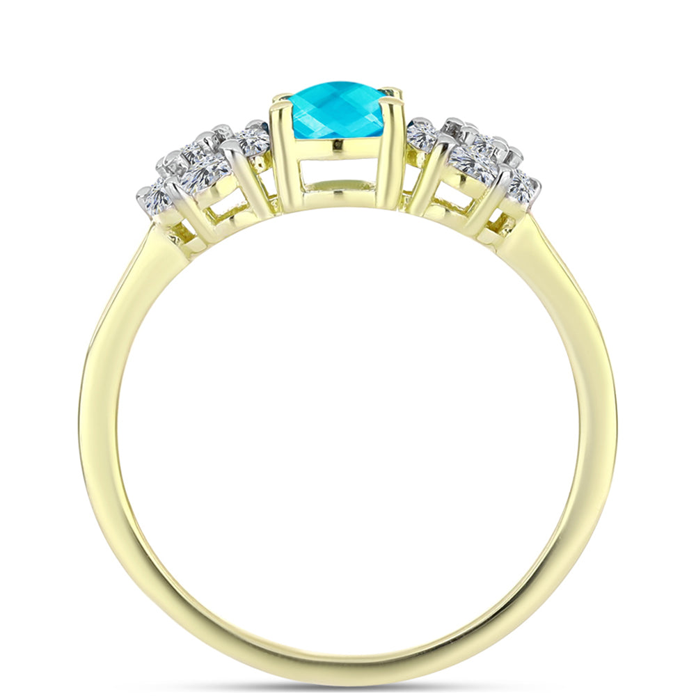 Inel din Argint 925 Placat cu Aur ( 2.08 grame ) cu Jad albastru și Topaz Alb 1.18 Carate 2 