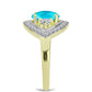 Inel din Argint 925 Placat cu Aur ( 2.63 grame ) cu Jad albastru și Topaz Alb 1.47 Carate