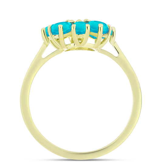 Inel din Argint 925 Placat cu Aur ( 2.1 grame ) cu Jad albastru și Topaz Alb 1.7 Carate