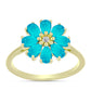 Inel din Argint 925 Placat cu Aur ( 2.1 grame ) cu Jad albastru și Topaz Alb 1.7 Carate