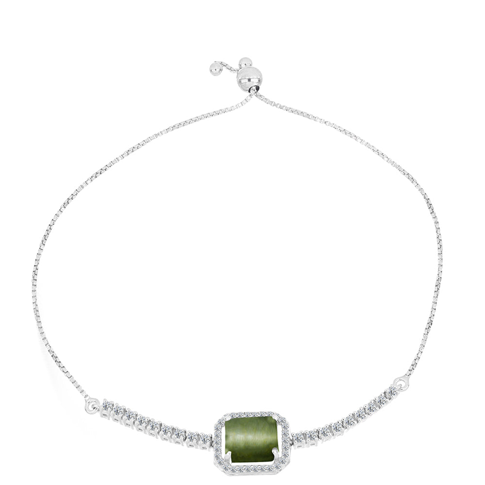 Brățară din Argint 925 ( 5.3 grame ) cu Ochi de Pisică Antananarivo și Topaz Alb 4.5 Carate