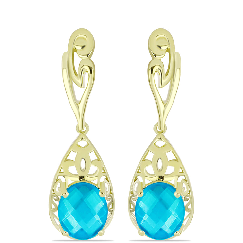 Cercei din Argint 925 Placat cu Aur ( 5.88 grame ) cu Jad albastru 6.31 Carate
