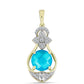 Pandantiv din Argint 925 Placat cu Aur ( 2.68 grame ) cu Jad albastru și Topaz Alb 3.34 Carate
