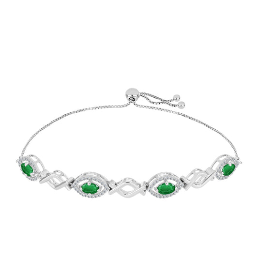 Brățară din Argint 925 ( 7.62 grame ) cu Smarald Zambian și Topaz Alb 2.3 Carate