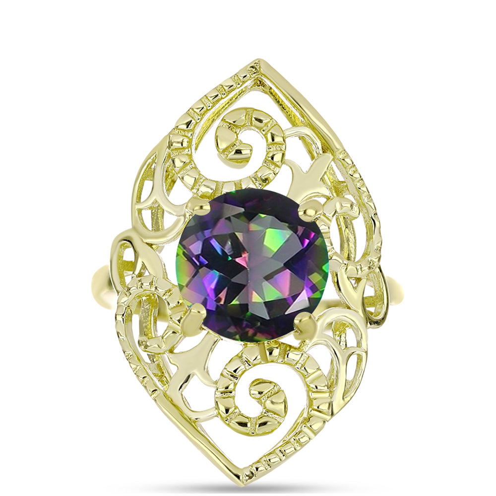 Inel din Argint 925 Placat cu Aur ( 4.46 grame ) cu Cuarț Hematit Verde Mistic 3.51 Carate 1 