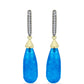 Cercei din Argint 925 Placat cu Aur ( 2.44 grame ) cu Jad albastru și Topaz Alb 18.8 Carate