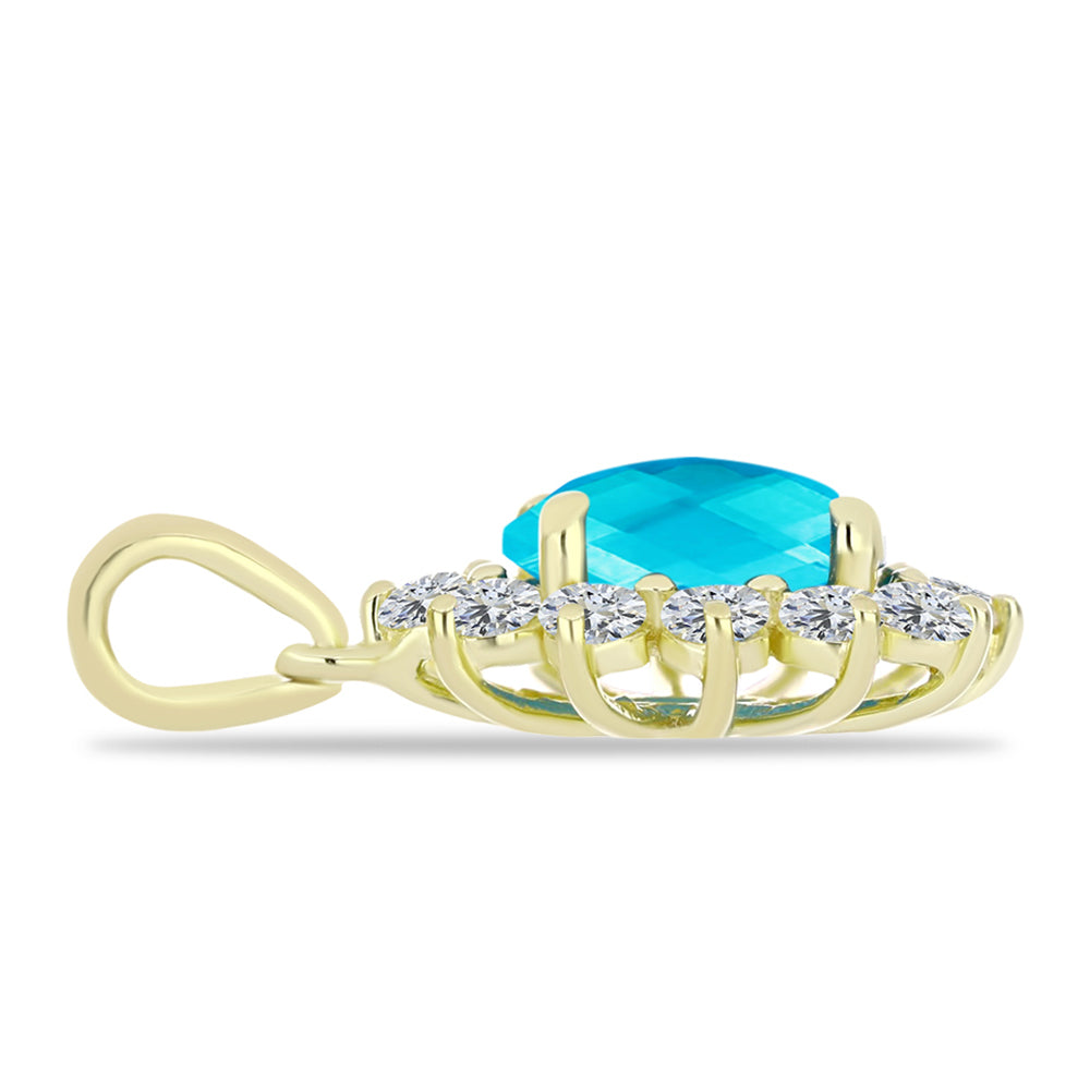 Pandantiv din Argint 925 Placat cu Aur ( 1.5 grame ) cu Jad albastru și Topaz Alb 2.57 Carate 2 