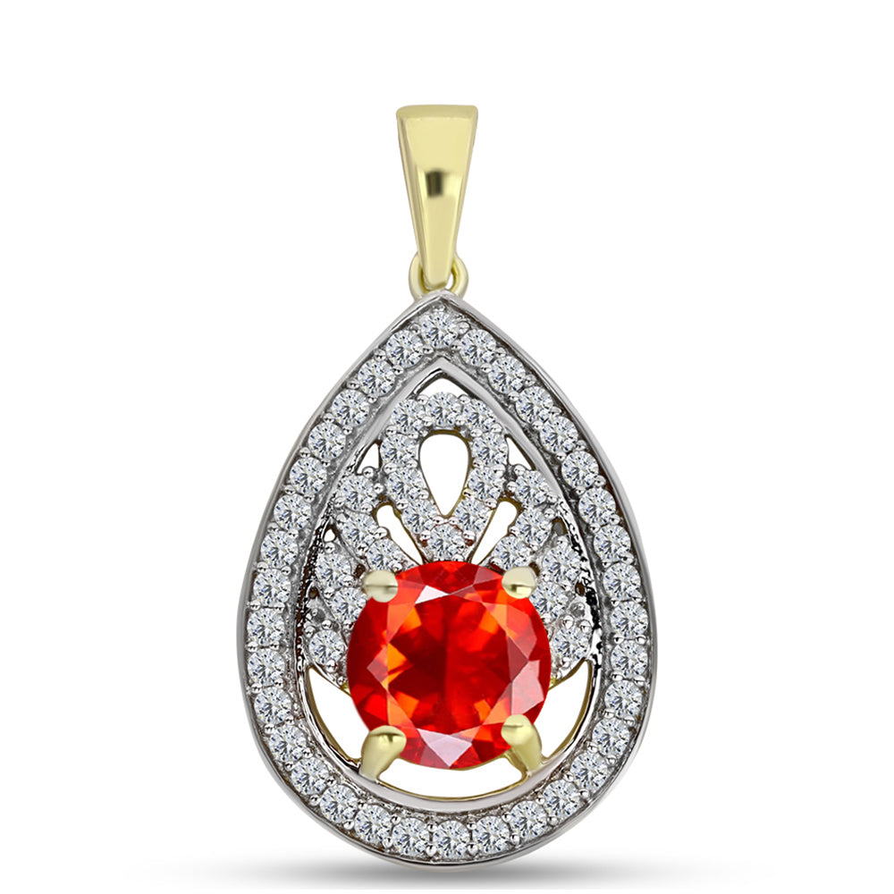 Pandantiv din Argint 925 Placat cu Aur ( 2.15 grame ) cu Opal de Foc Lega Dembi și Topaz Alb 1.36 Carate 1 