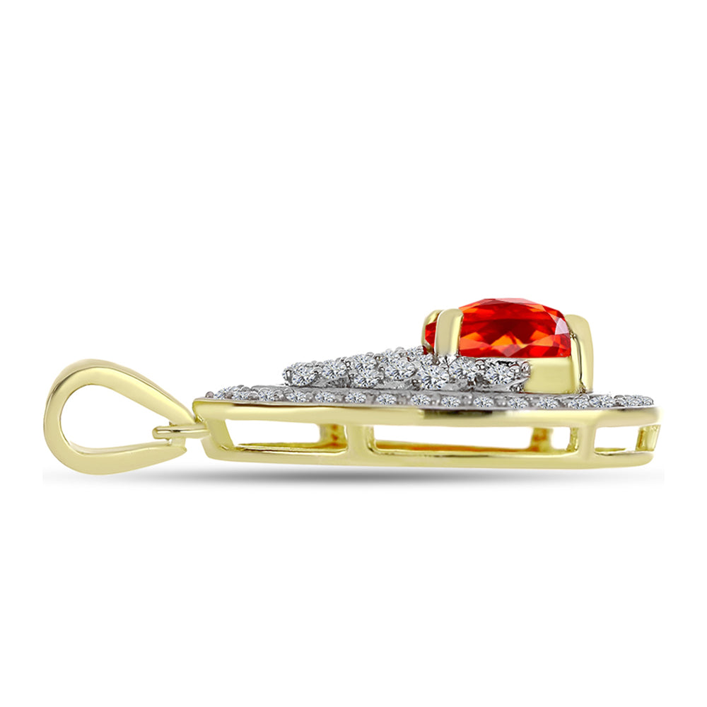 Pandantiv din Argint 925 Placat cu Aur ( 2.15 grame ) cu Opal de Foc Lega Dembi și Topaz Alb 1.36 Carate 2 