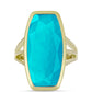 Inel din Argint 925 Placat cu Aur ( 6.4 grame ) cu Jad albastru 14.08 Carate