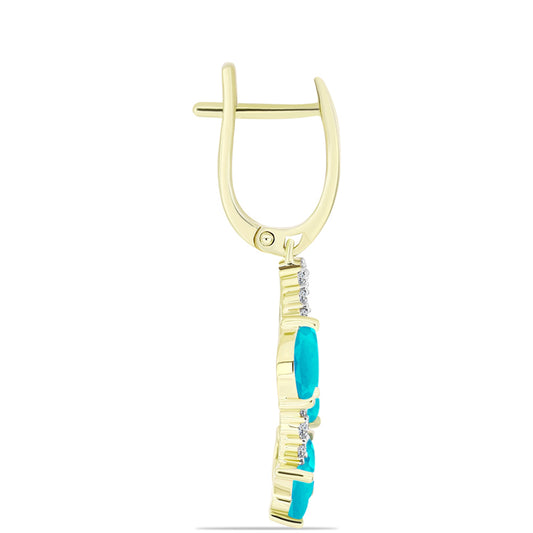 Cercei din Argint 925 Placat cu Aur ( 4.83 grame ) cu Jad albastru și Topaz Alb 3.46 Carate