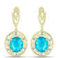 Cercei din Argint 925 Placat cu Aur ( 8.89 grame ) cu Jad albastru și Topaz Alb 8.21 Carate