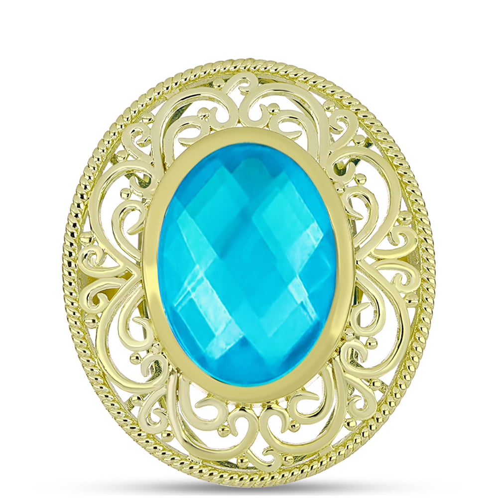 Inel din Argint 925 Placat cu Aur ( 7.26 grame ) cu Jad albastru 9.89 Carate 1 
