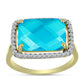 Inel din Argint 925 Placat cu Aur ( 3.26 grame ) cu Jad albastru și Topaz Alb 5.81 Carate