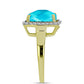 Inel din Argint 925 Placat cu Aur ( 3.26 grame ) cu Jad albastru și Topaz Alb 5.81 Carate