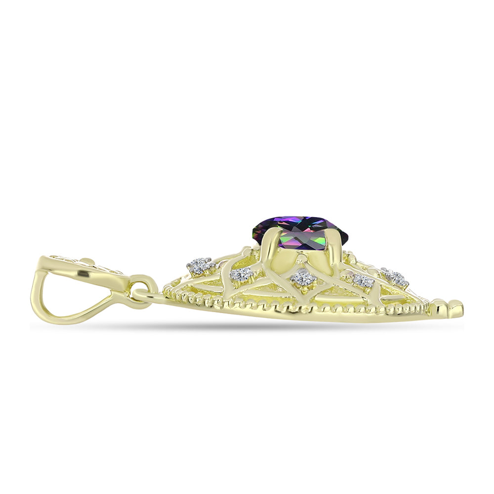 Pandantiv din Argint 925 Placat cu Aur ( 2.98 grame ) cu Cuarț Hematit Verde Mistic și Topaz Alb 1.3 Carate 2 
