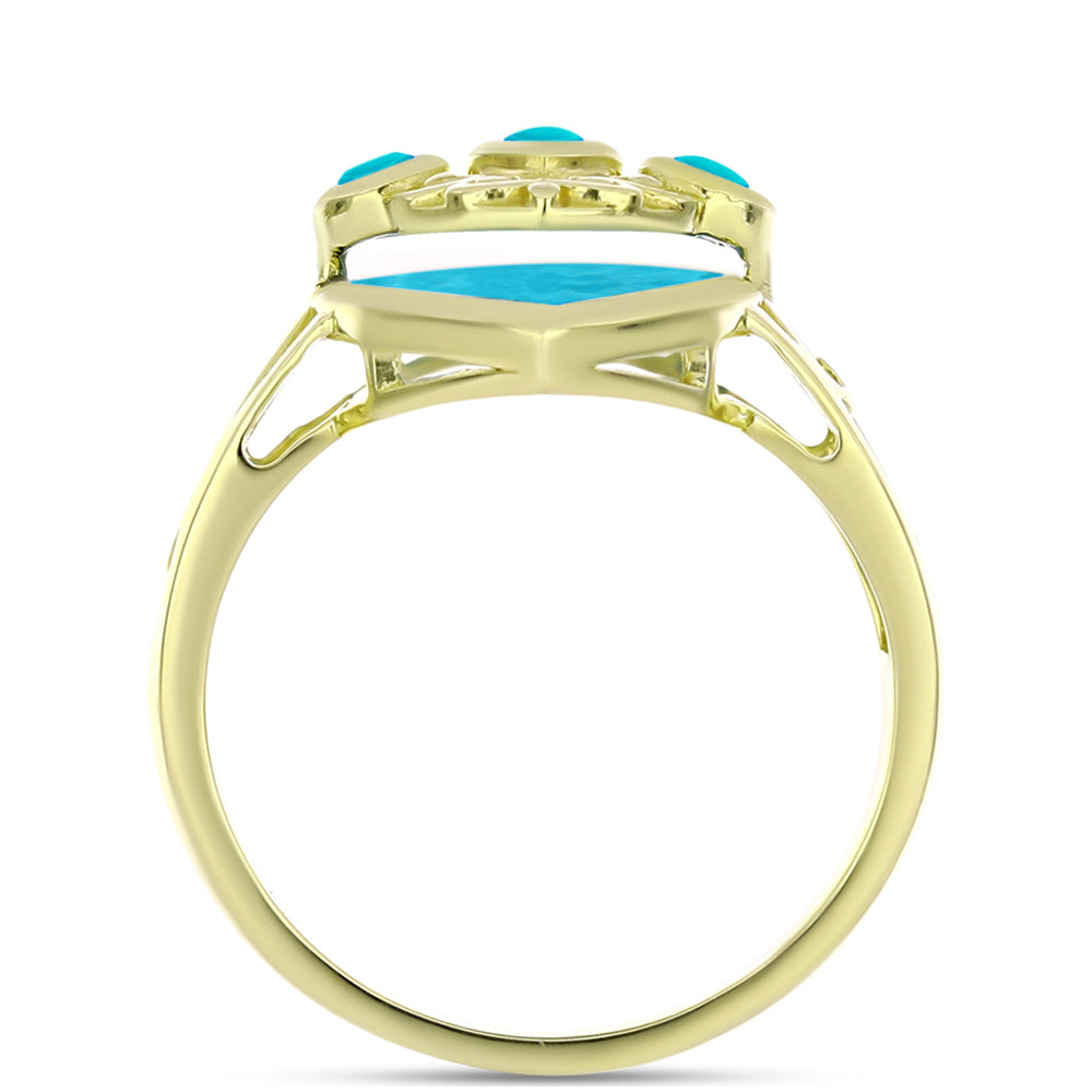 Inel din Argint 925 Placat cu Aur ( 5.69 grame ) cu Jad albastru 3.74 Carate