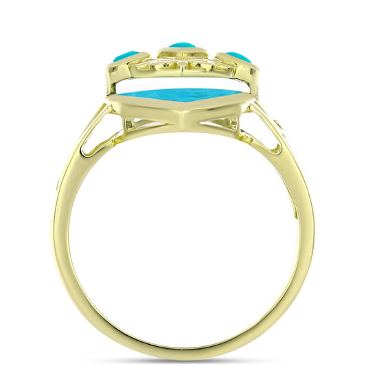 Inel din Argint 925 Placat cu Aur ( 5.69 grame ) cu Jad albastru 3.74 Carate