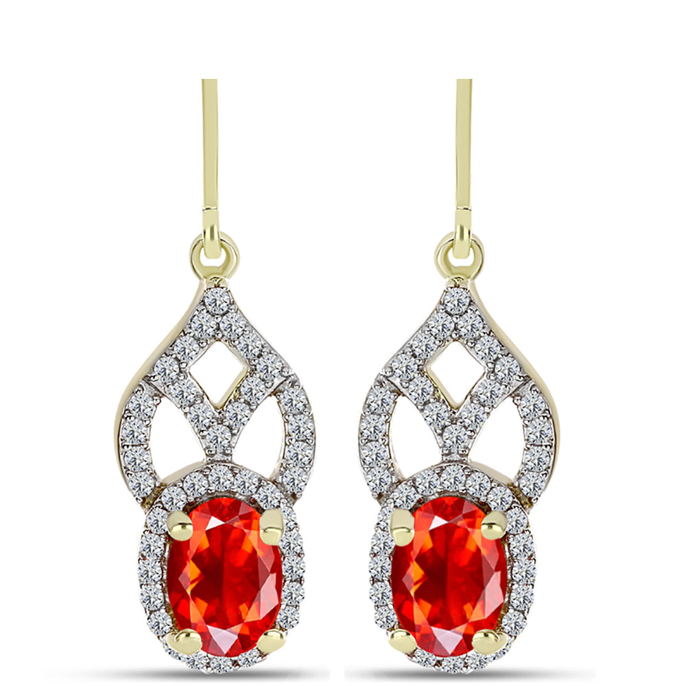 Cercei din Argint 925 Placat cu Aur ( 3.56 grame ) cu Opal de Foc Lega Dembi și Topaz Alb 1.54 Carate 1 