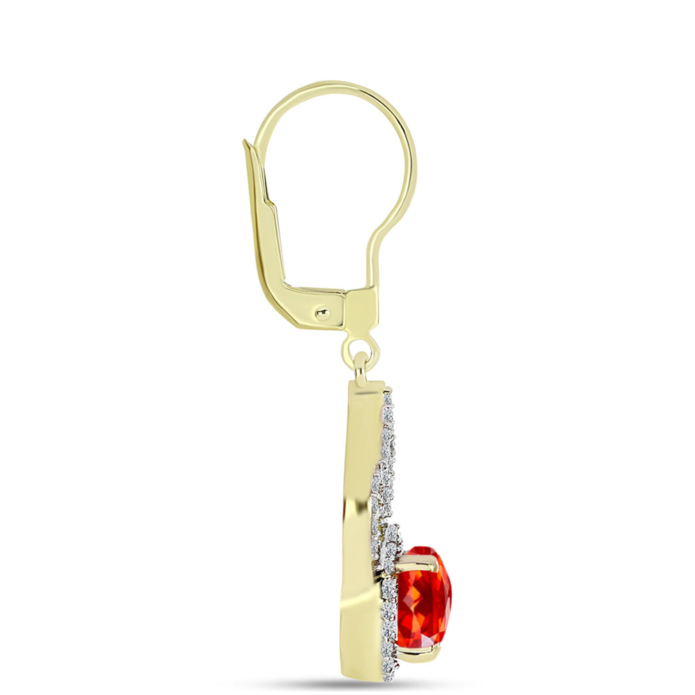 Cercei din Argint 925 Placat cu Aur ( 3.56 grame ) cu Opal de Foc Lega Dembi și Topaz Alb 1.54 Carate 2 