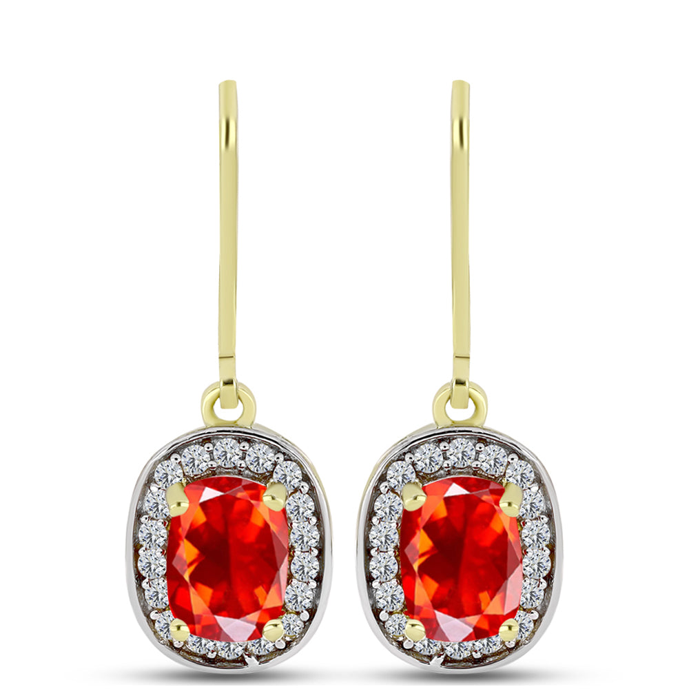 Cercei din Argint 925 Placat cu Aur ( 2.59 grame ) cu Opal de Foc Lega Dembi și Topaz Alb 1.48 Carate
