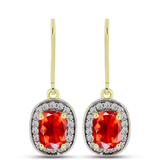 Cercei din Argint 925 Placat cu Aur ( 2.59 grame ) cu Opal de Foc Lega Dembi și Topaz Alb 1.48 Carate