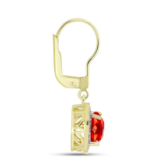 Cercei din Argint 925 Placat cu Aur ( 2.59 grame ) cu Opal de Foc Lega Dembi și Topaz Alb 1.48 Carate