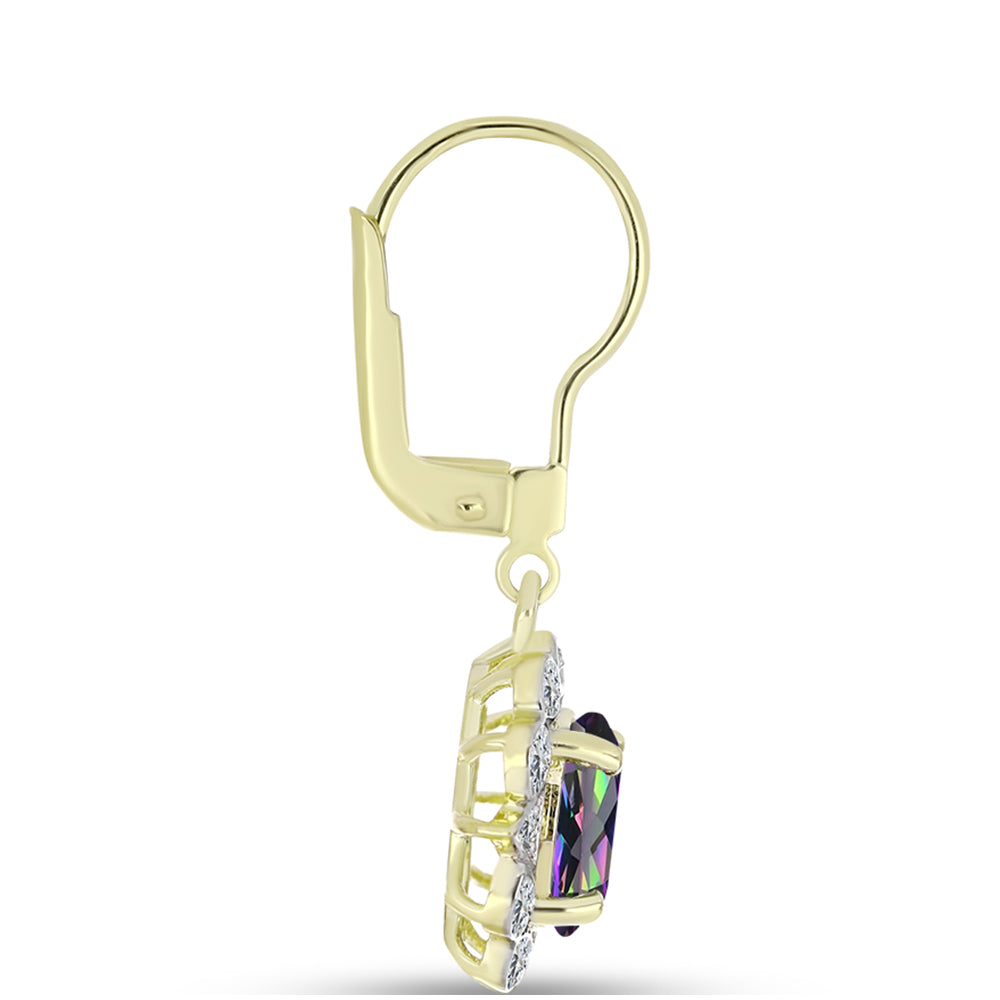 Cercei din Argint 925 Placat cu Aur ( 3.17 grame ) cu Cuarț Hematit Verde Mistic și Topaz Alb 2.49 Carate