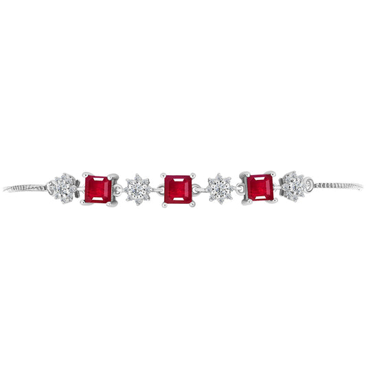 Brățară din Argint 925 ( 4.14 grame ) cu Rubin Malagasy și Topaz Alb 3.56 Carate