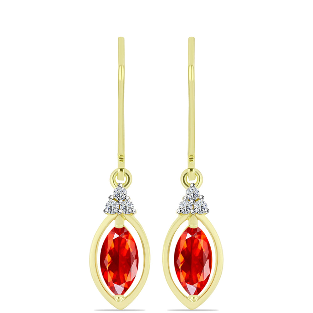 Cercei din Argint 925 Placat cu Aur ( 1.92 grame ) cu Opal de Foc Lega Dembi și Topaz Alb 0.78 Carate