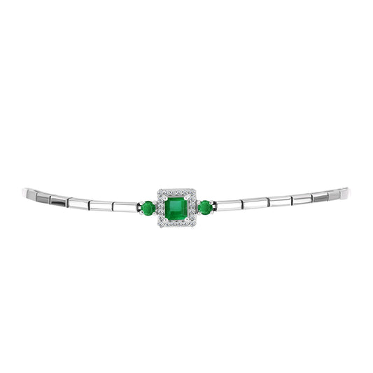 Brățară din Argint 925 ( 5.46 grame ) cu Smarald Zambian și Topaz Alb 1.15 Carate