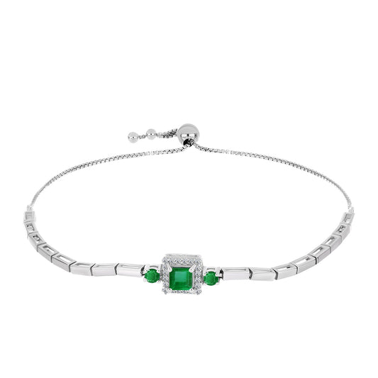 Brățară din Argint 925 ( 5.46 grame ) cu Smarald Zambian și Topaz Alb 1.15 Carate