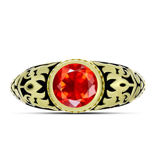 Inel din Argint 925 Placat cu Aur ( 5.08 grame ) cu Opal de Foc Lega Dembi 0.79 Carate